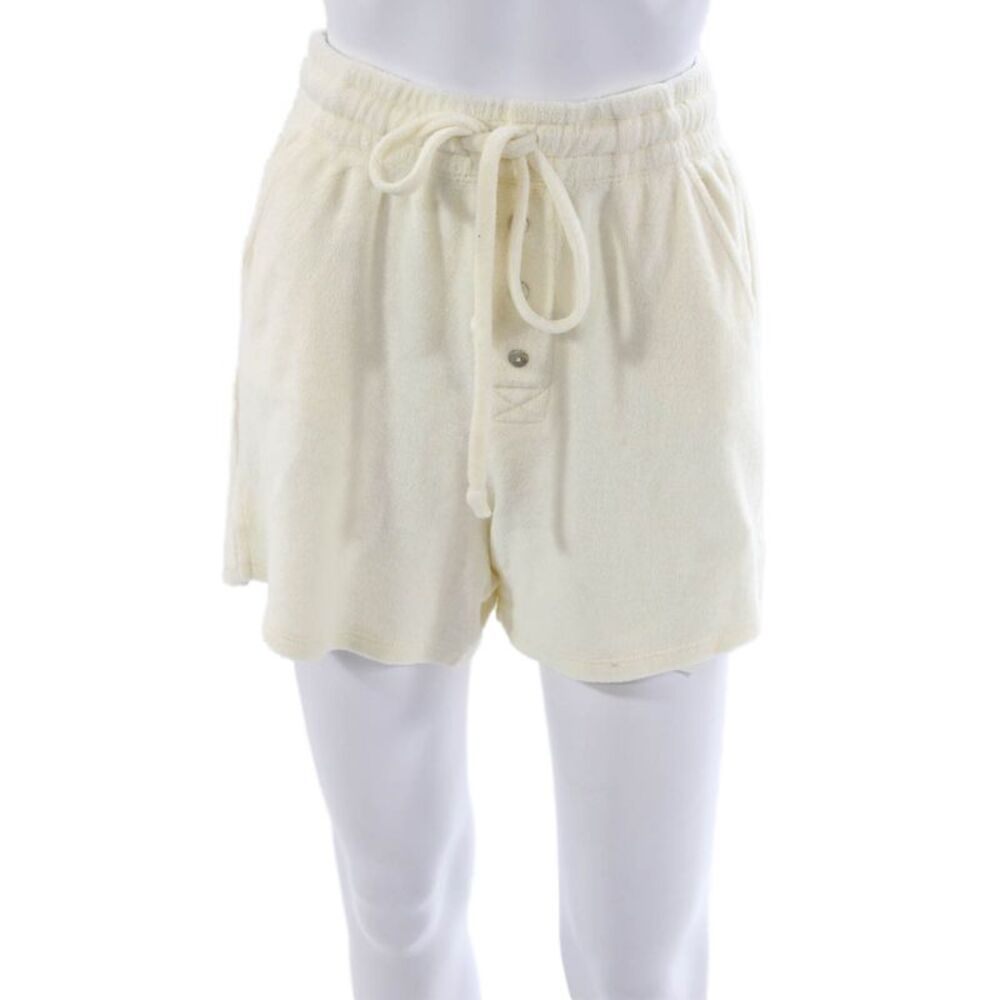 Donni Womens Sweat Shorts Ivory Drawstring 80% Cotton Solid Size XS